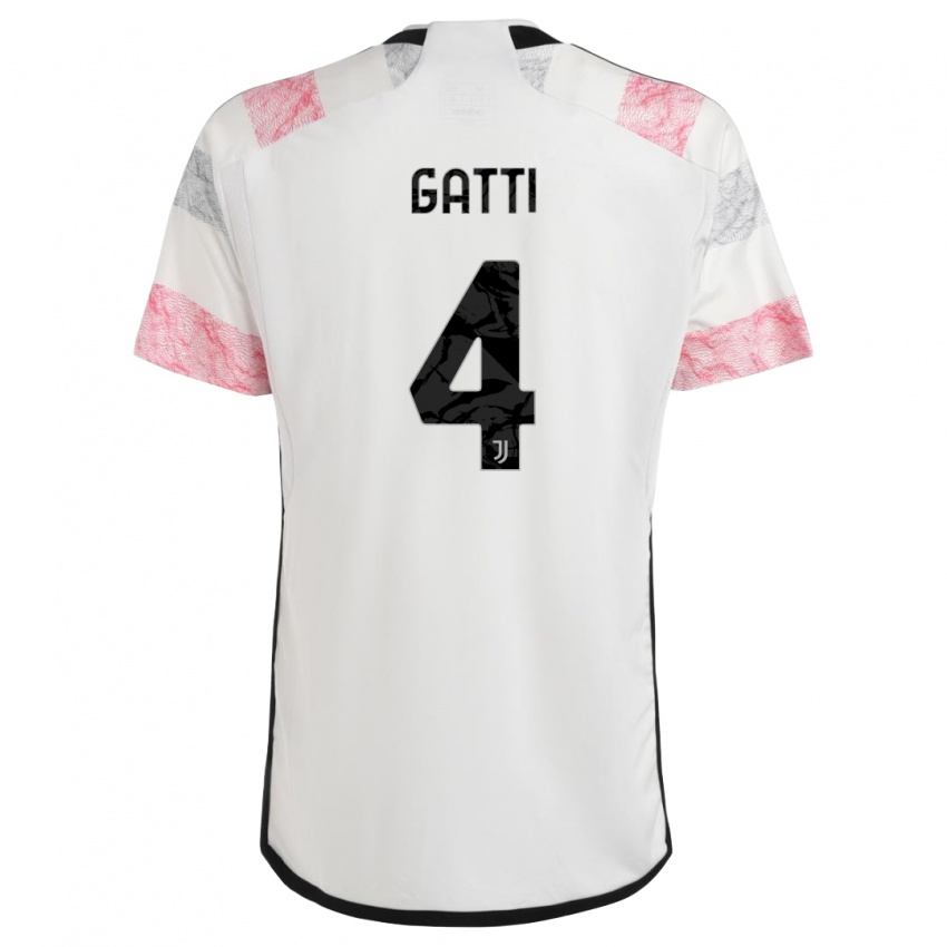 Niño Camiseta Federico Gatti #4 Blanco Rosa 2ª Equipación 2023/24 La Camisa Perú