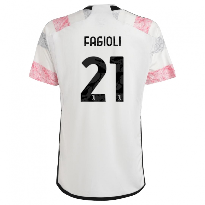 Niño Camiseta Nicolo Fagioli #21 Blanco Rosa 2ª Equipación 2023/24 La Camisa Perú