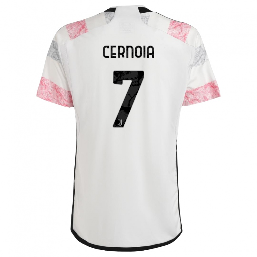 Niño Camiseta Valentina Cernoia #7 Blanco Rosa 2ª Equipación 2023/24 La Camisa Perú