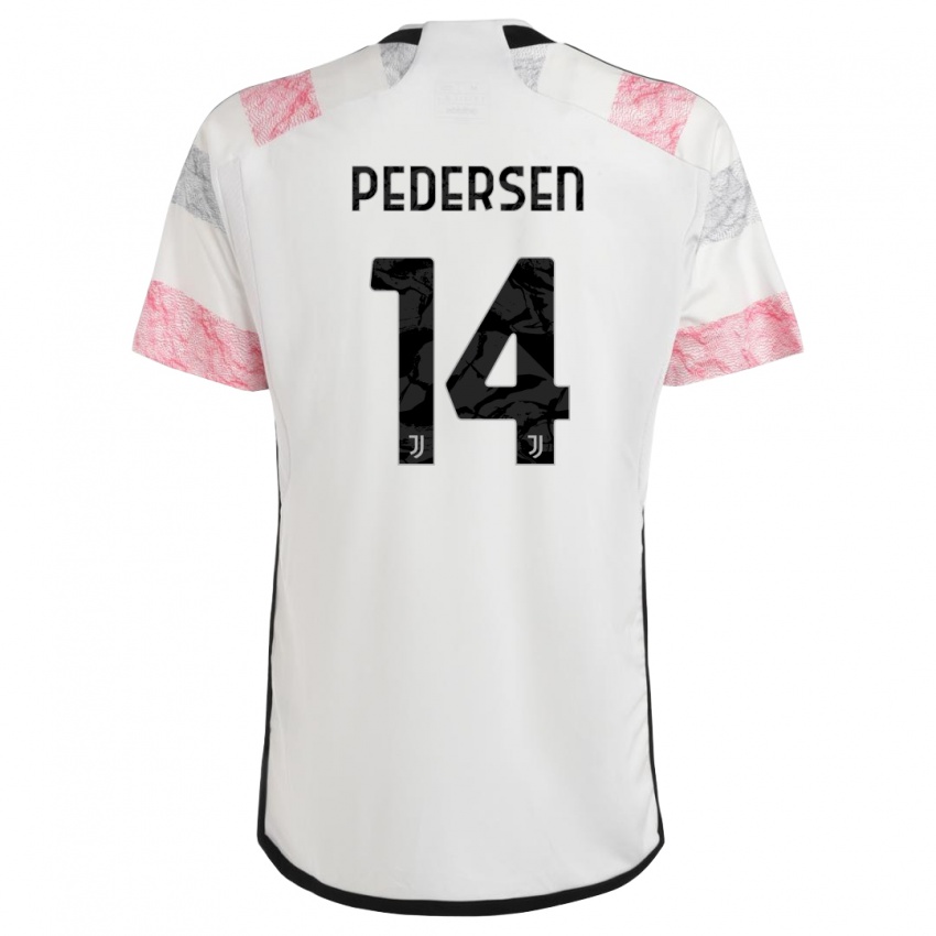 Niño Camiseta Sofie Junge Pedersen #14 Blanco Rosa 2ª Equipación 2023/24 La Camisa Perú