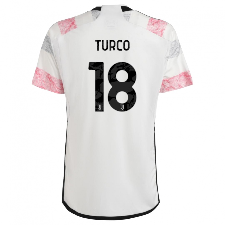 Niño Camiseta Nicolo Turco #18 Blanco Rosa 2ª Equipación 2023/24 La Camisa Perú