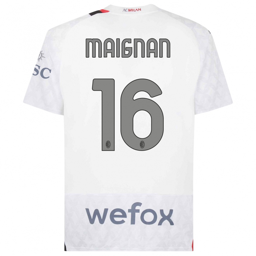 Niño Camiseta Mike Maignan #16 Blanco 2ª Equipación 2023/24 La Camisa Perú