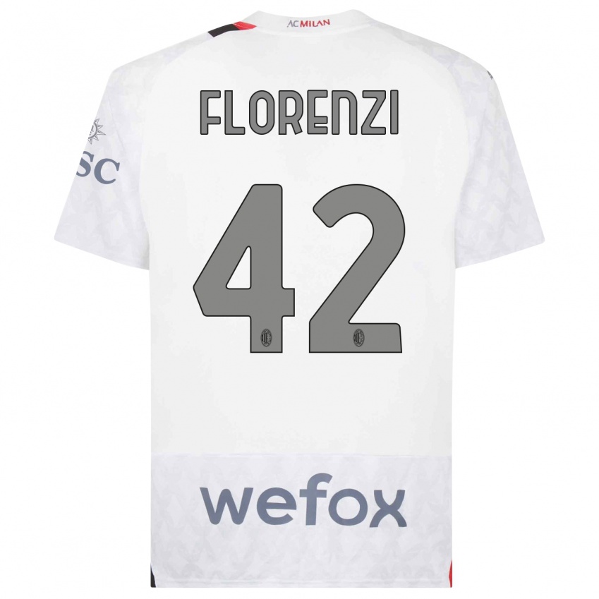 Niño Camiseta Alessandro Florenzi #42 Blanco 2ª Equipación 2023/24 La Camisa Perú