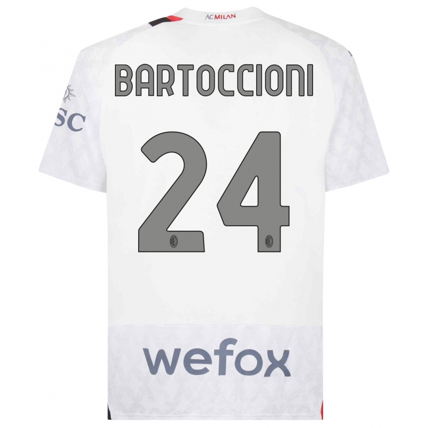 Niño Camiseta Andrea Bartoccioni #24 Blanco 2ª Equipación 2023/24 La Camisa Perú