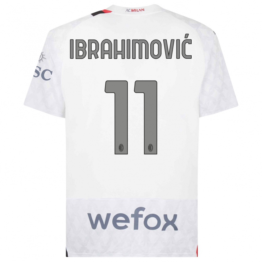 Niño Camiseta Zlatan Ibrahimovic #11 Blanco 2ª Equipación 2023/24 La Camisa Perú