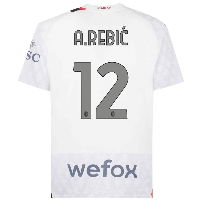 Niño Camiseta Ante Rebic #12 Blanco 2ª Equipación 2023/24 La Camisa Perú