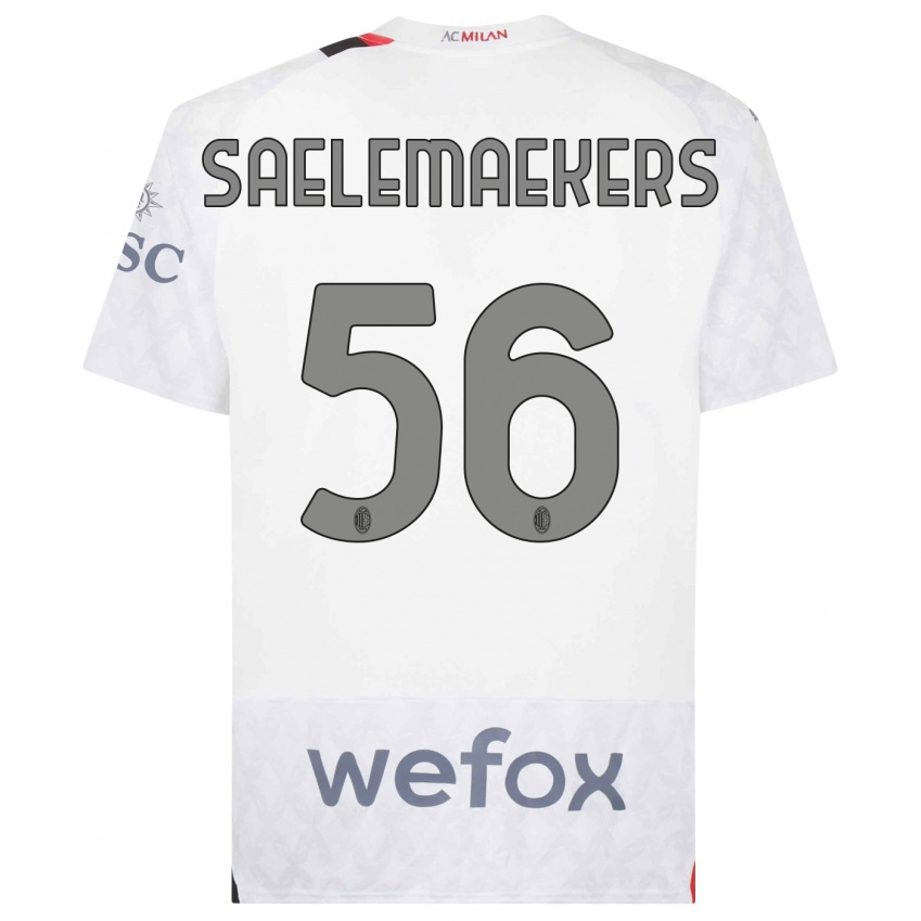 Niño Camiseta Alexis Saelemaekers #56 Blanco 2ª Equipación 2023/24 La Camisa Perú