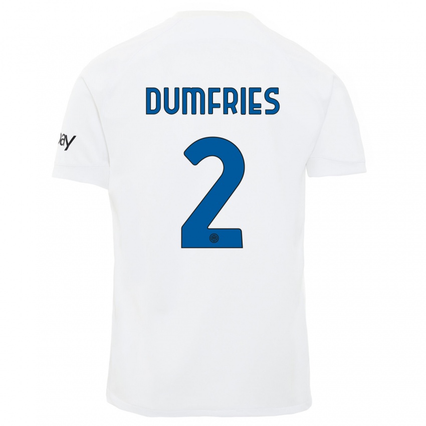 Niño Camiseta Denzel Dumfries #2 Blanco 2ª Equipación 2023/24 La Camisa Perú