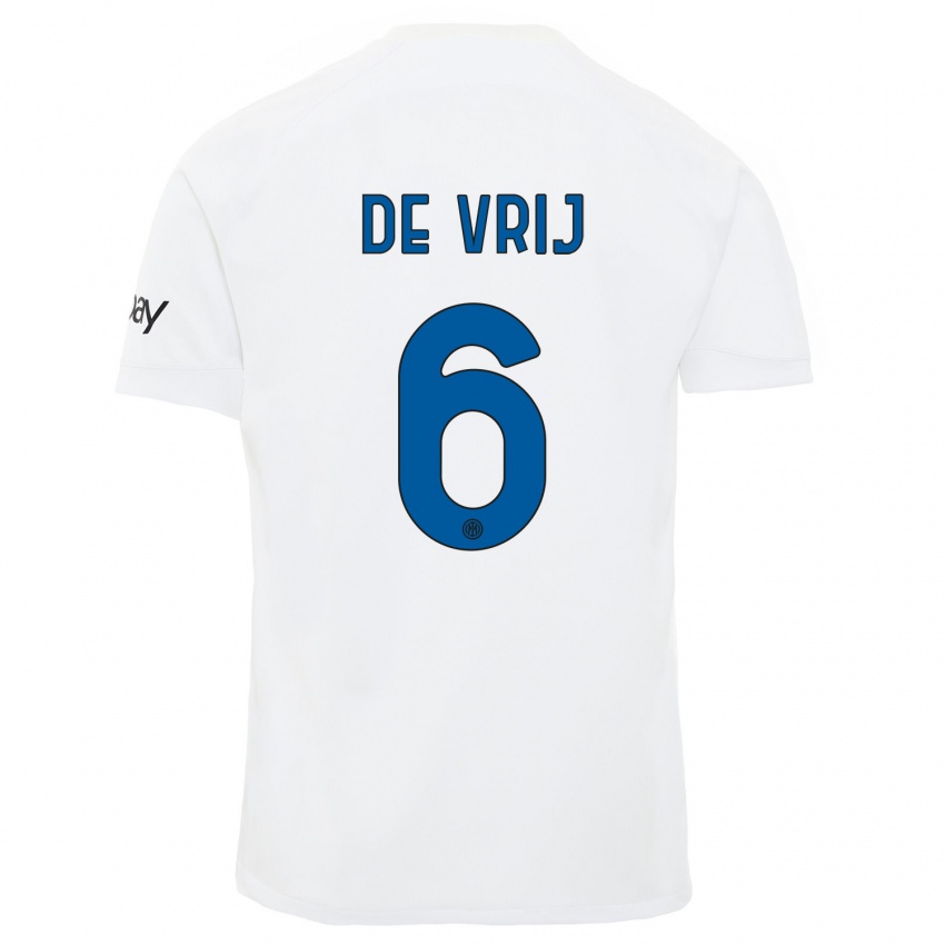 Niño Camiseta Stefan De Vrij #6 Blanco 2ª Equipación 2023/24 La Camisa Perú