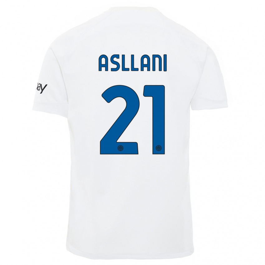 Niño Camiseta Kristjan Asllani #21 Blanco 2ª Equipación 2023/24 La Camisa Perú