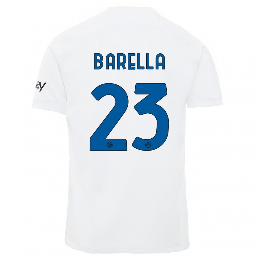 Niño Camiseta Nicolo Barella #23 Blanco 2ª Equipación 2023/24 La Camisa Perú