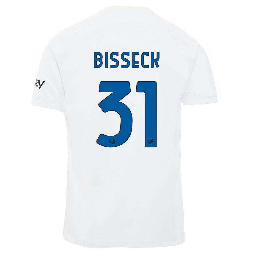 Niño Camiseta Yann Bisseck #31 Blanco 2ª Equipación 2023/24 La Camisa Perú