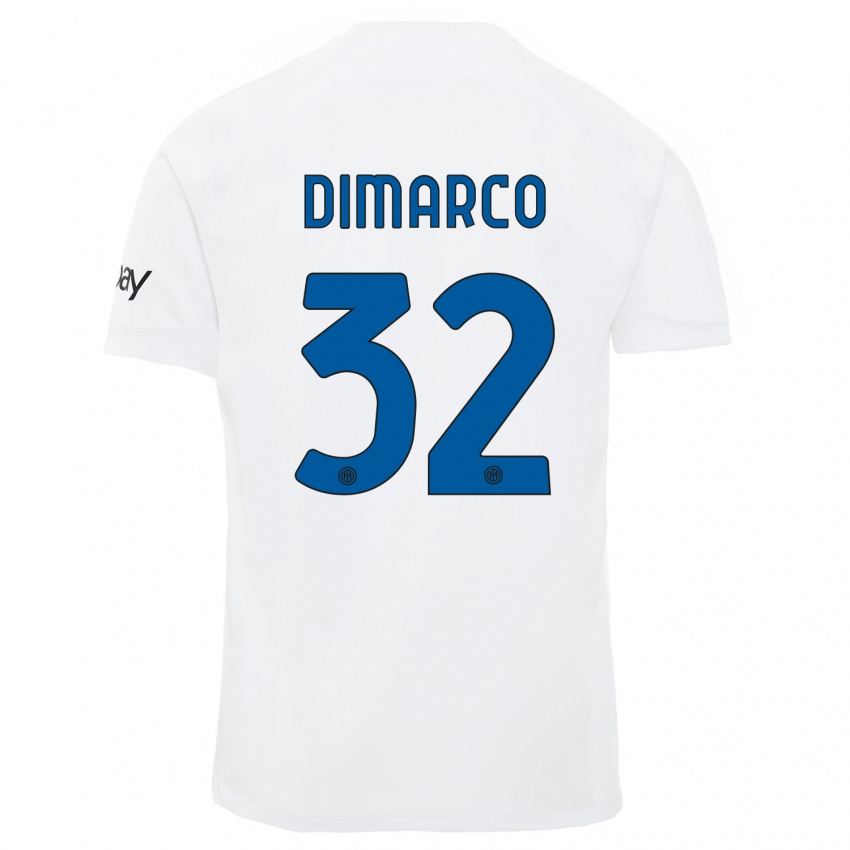 Niño Camiseta Federico Dimarco #32 Blanco 2ª Equipación 2023/24 La Camisa Perú