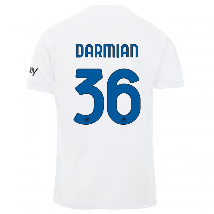 Niño Camiseta Matteo Darmian #36 Blanco 2ª Equipación 2023/24 La Camisa Perú