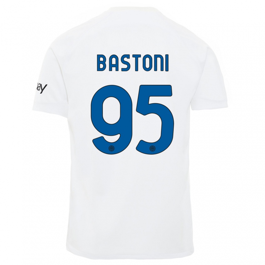 Niño Camiseta Alessandro Bastoni #95 Blanco 2ª Equipación 2023/24 La Camisa Perú