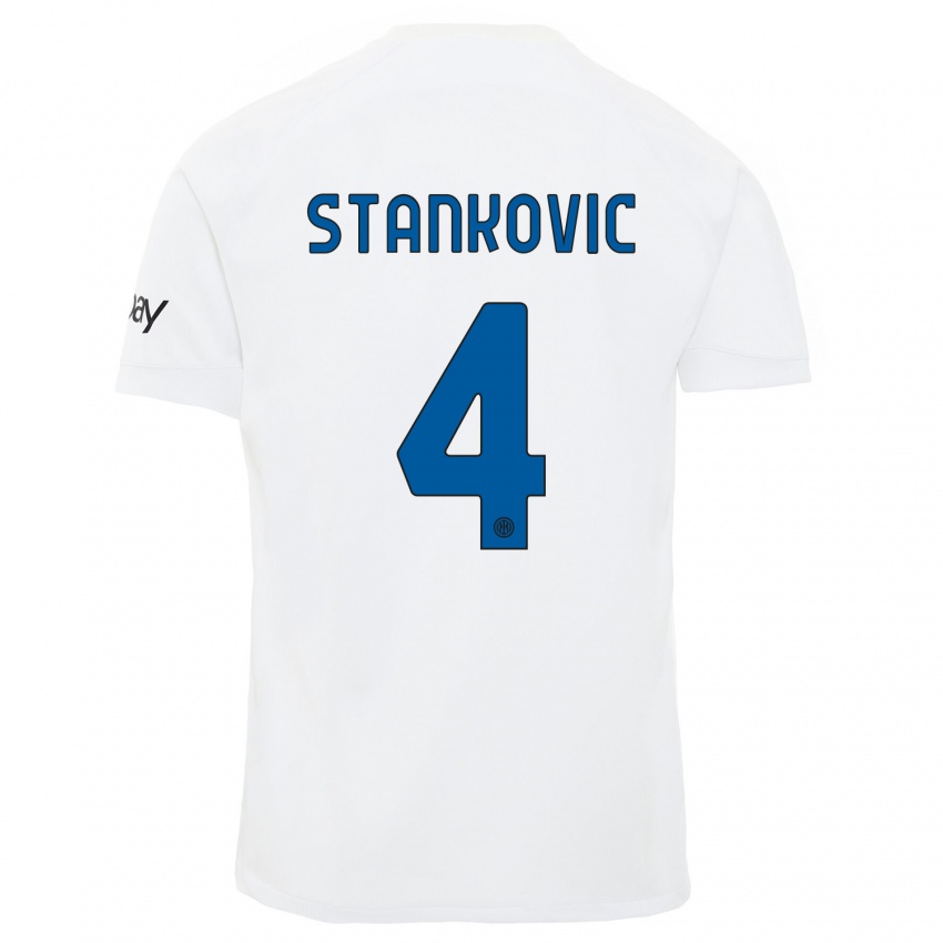 Niño Camiseta Aleksandar Stankovic #4 Blanco 2ª Equipación 2023/24 La Camisa Perú