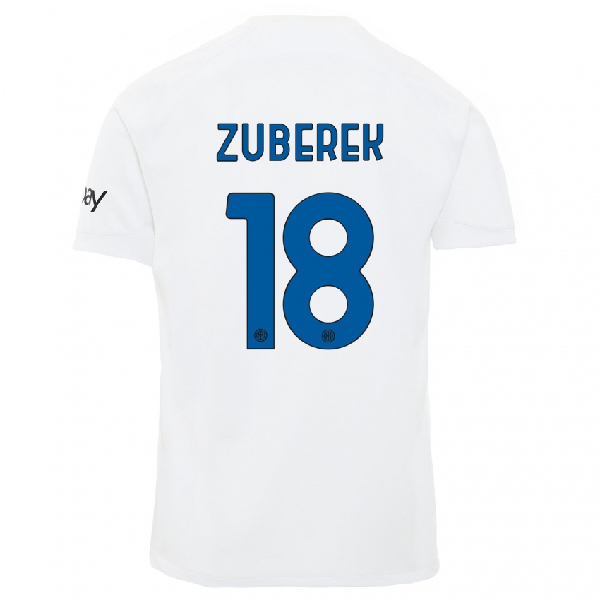 Niño Camiseta Jan Zuberek #18 Blanco 2ª Equipación 2023/24 La Camisa Perú