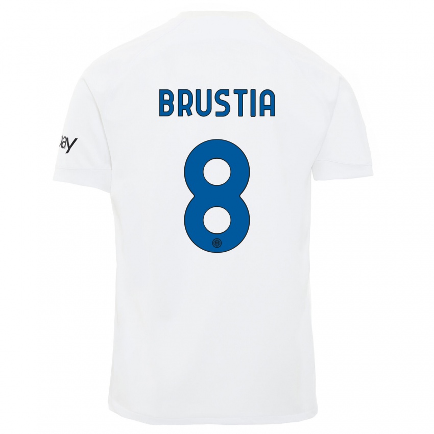 Niño Camiseta Martina Brustia #8 Blanco 2ª Equipación 2023/24 La Camisa Perú