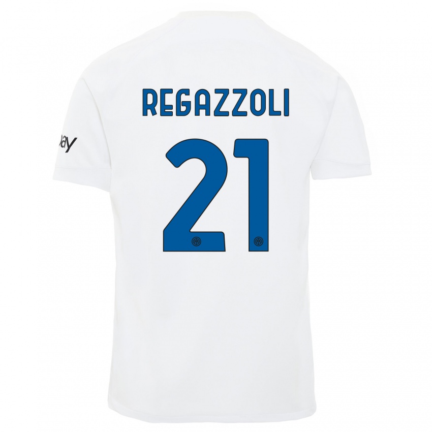 Niño Camiseta Alice Regazzoli #21 Blanco 2ª Equipación 2023/24 La Camisa Perú