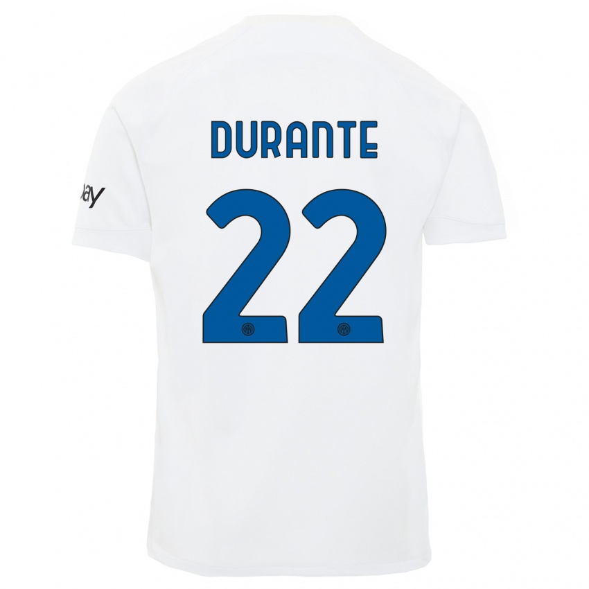 Niño Camiseta Francesca Durante #22 Blanco 2ª Equipación 2023/24 La Camisa Perú