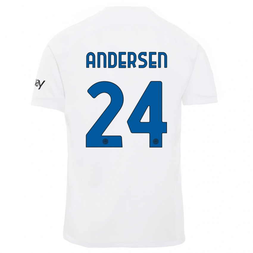 Niño Camiseta Silas Andersen #24 Blanco 2ª Equipación 2023/24 La Camisa Perú