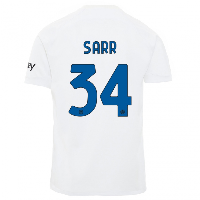 Niño Camiseta Amadou Sarr #34 Blanco 2ª Equipación 2023/24 La Camisa Perú