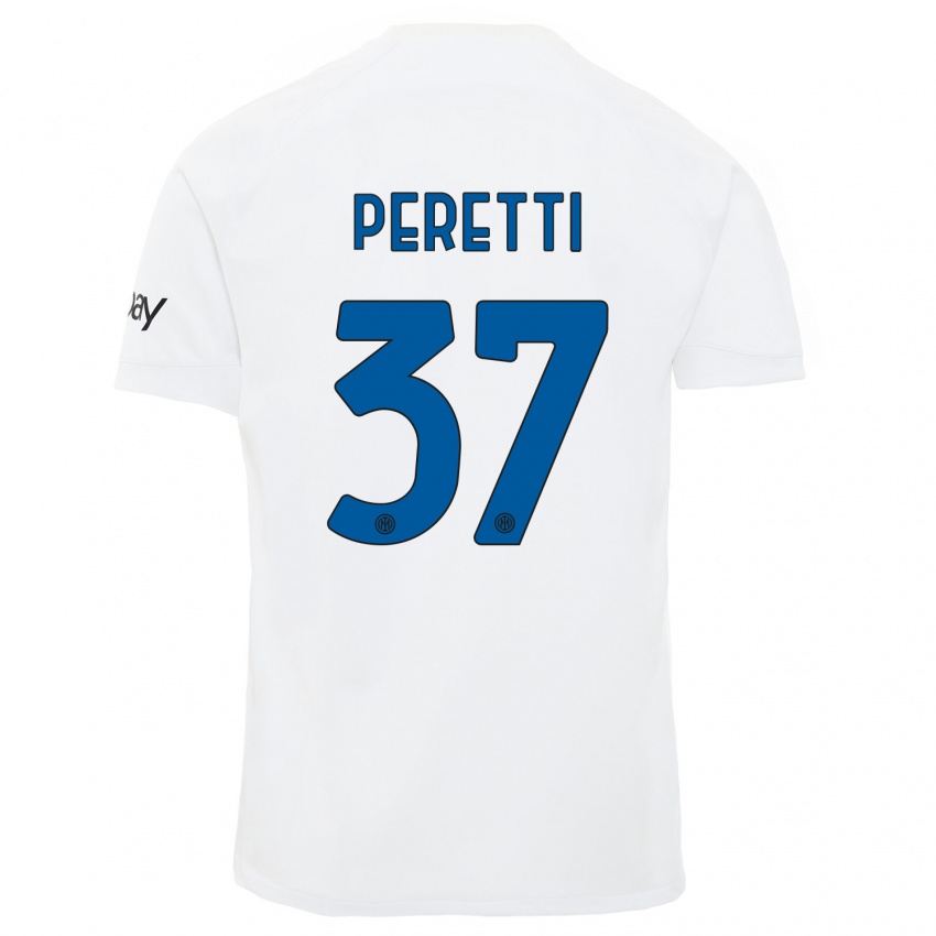 Niño Camiseta Lorenzo Peretti #37 Blanco 2ª Equipación 2023/24 La Camisa Perú