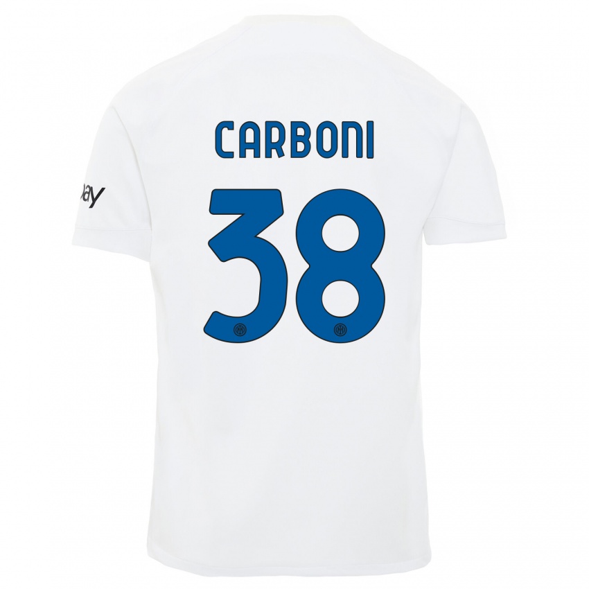 Niño Camiseta Valentin Carboni #38 Blanco 2ª Equipación 2023/24 La Camisa Perú