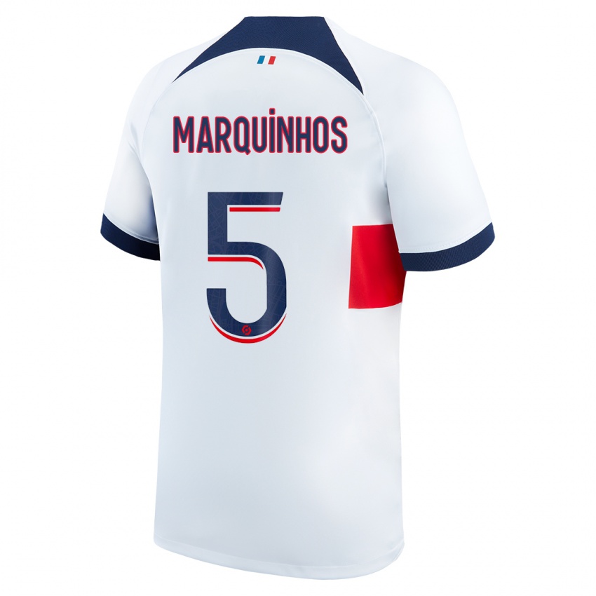 Niño Camiseta Marquinhos #5 Blanco 2ª Equipación 2023/24 La Camisa Perú