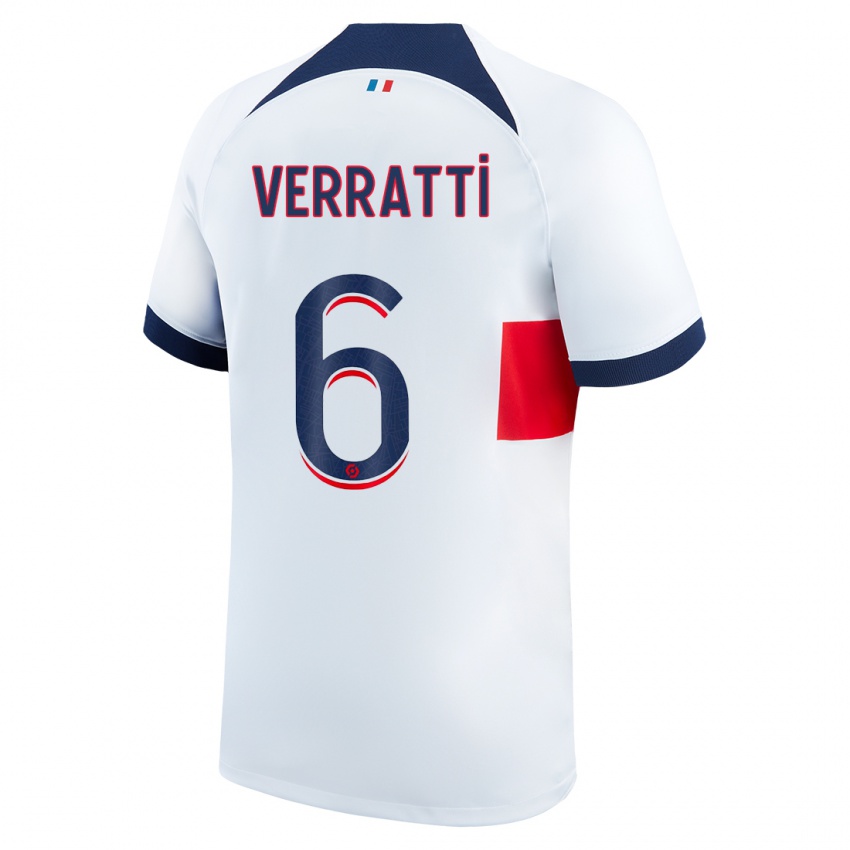 Niño Camiseta Marco Verratti #6 Blanco 2ª Equipación 2023/24 La Camisa Perú