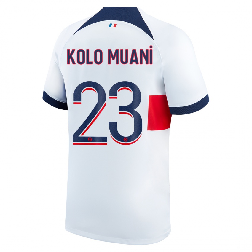 Niño Camiseta Randal Kolo Muani #23 Blanco 2ª Equipación 2023/24 La Camisa Perú