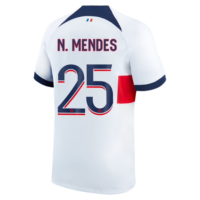 Niño Camiseta Nuno Mendes #25 Blanco 2ª Equipación 2023/24 La Camisa Perú