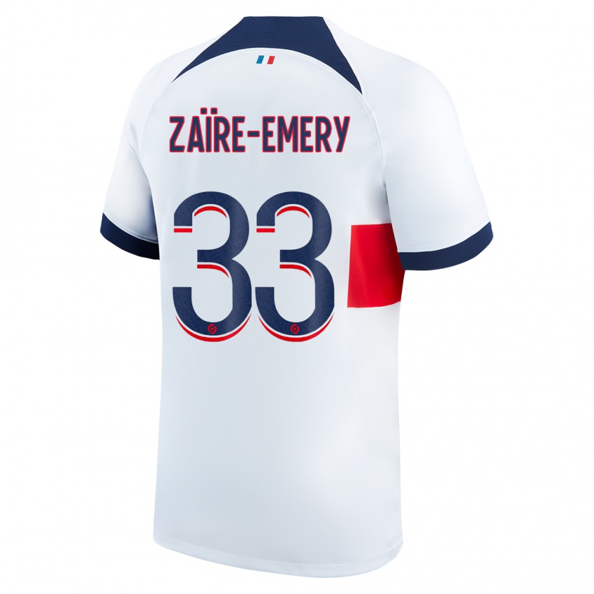 Niño Camiseta Warren Zaire Emery #33 Blanco 2ª Equipación 2023/24 La Camisa Perú