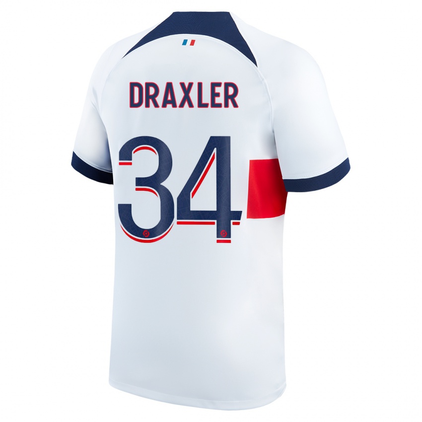 Niño Camiseta Julian Draxler #34 Blanco 2ª Equipación 2023/24 La Camisa Perú