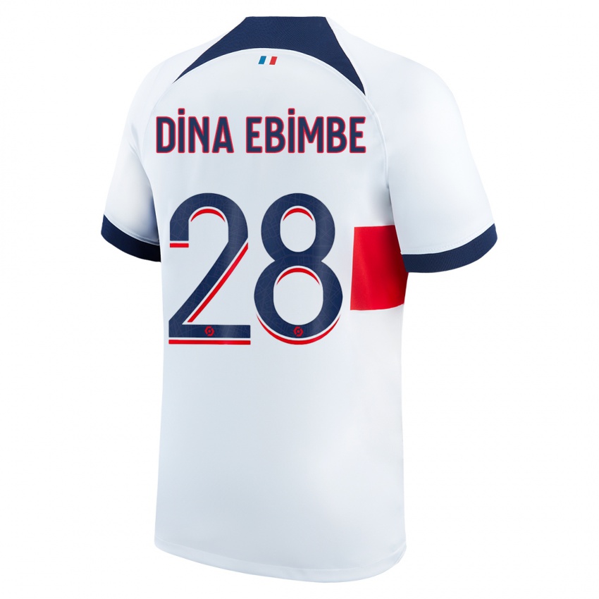 Niño Camiseta Eric Junior Dina Ebimbe #28 Blanco 2ª Equipación 2023/24 La Camisa Perú