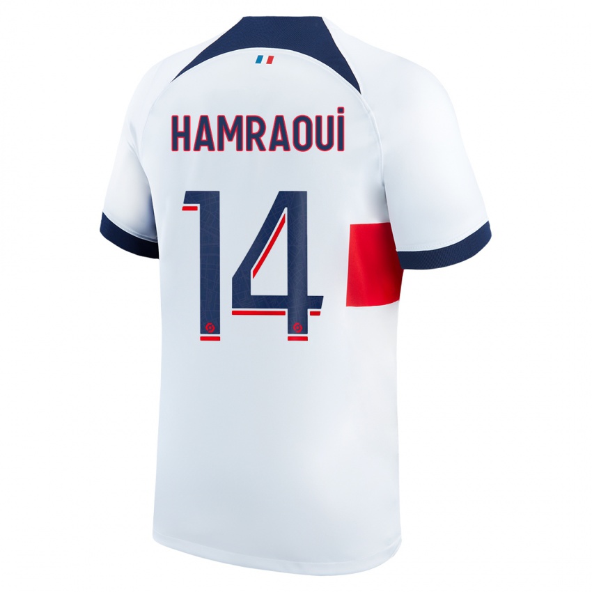 Niño Camiseta Kheira Hamraoui #14 Blanco 2ª Equipación 2023/24 La Camisa Perú