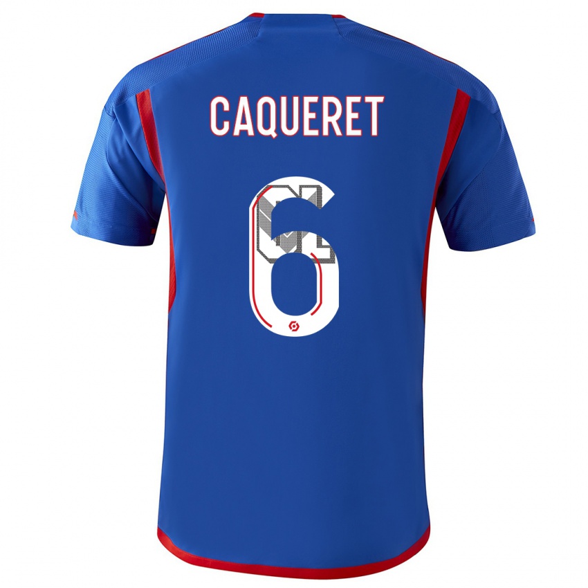 Niño Camiseta Maxence Caqueret #6 Azul Rojo 2ª Equipación 2023/24 La Camisa Perú