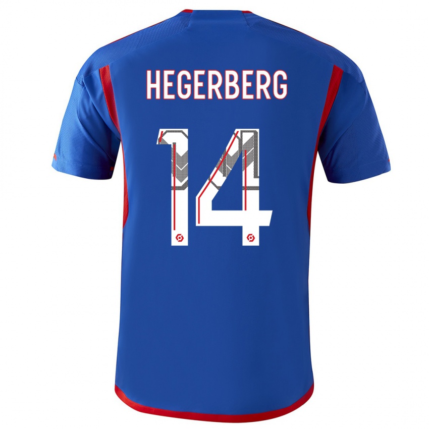 Niño Camiseta Ada Hegerberg #14 Azul Rojo 2ª Equipación 2023/24 La Camisa Perú