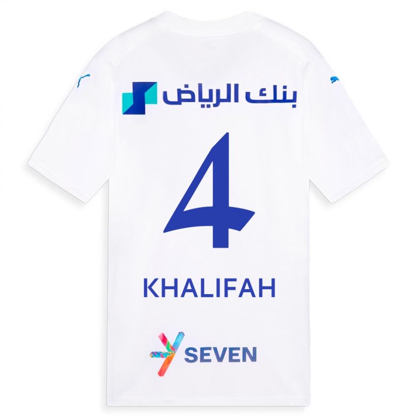 Niño Camiseta Khalifah Al-Dawsari #4 Blanco 2ª Equipación 2023/24 La Camisa Perú
