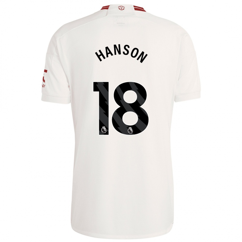 Niño Camiseta Kirsty Hanson #18 Blanco Equipación Tercera 2023/24 La Camisa Perú