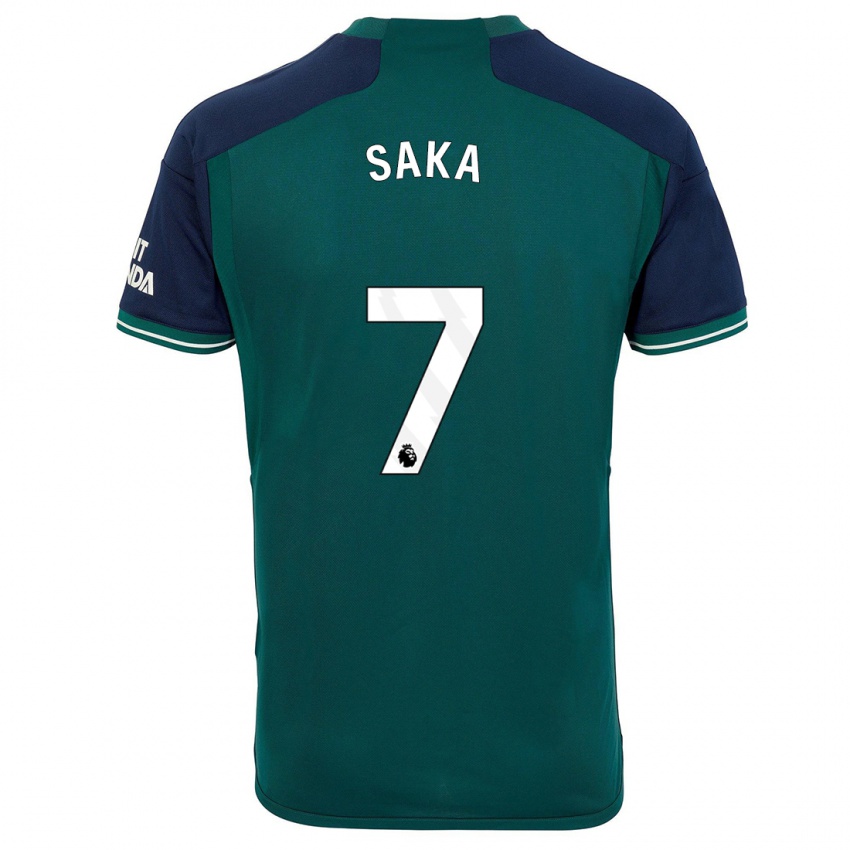 Niño Camiseta Bukayo Saka #7 Verde Equipación Tercera 2023/24 La Camisa Perú