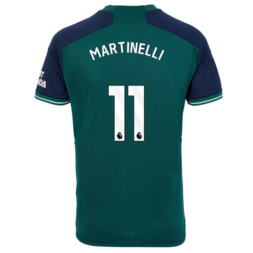 Niño Camiseta Gabriel Martinelli #11 Verde Equipación Tercera 2023/24 La Camisa Perú