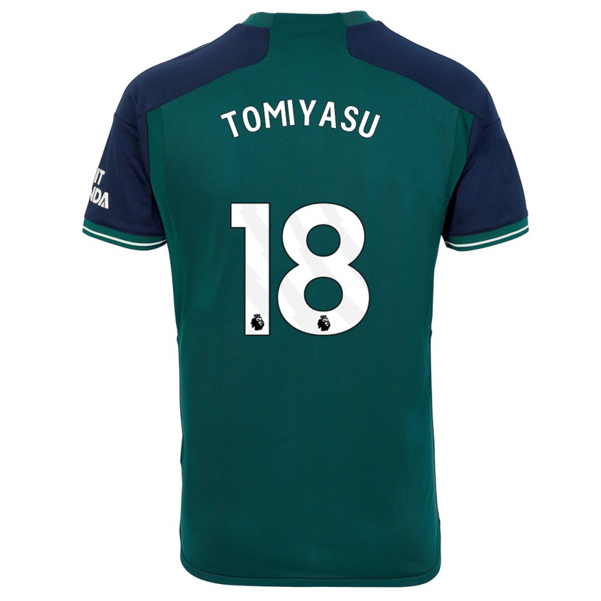 Niño Camiseta Takehiro Tomiyasu #18 Verde Equipación Tercera 2023/24 La Camisa Perú