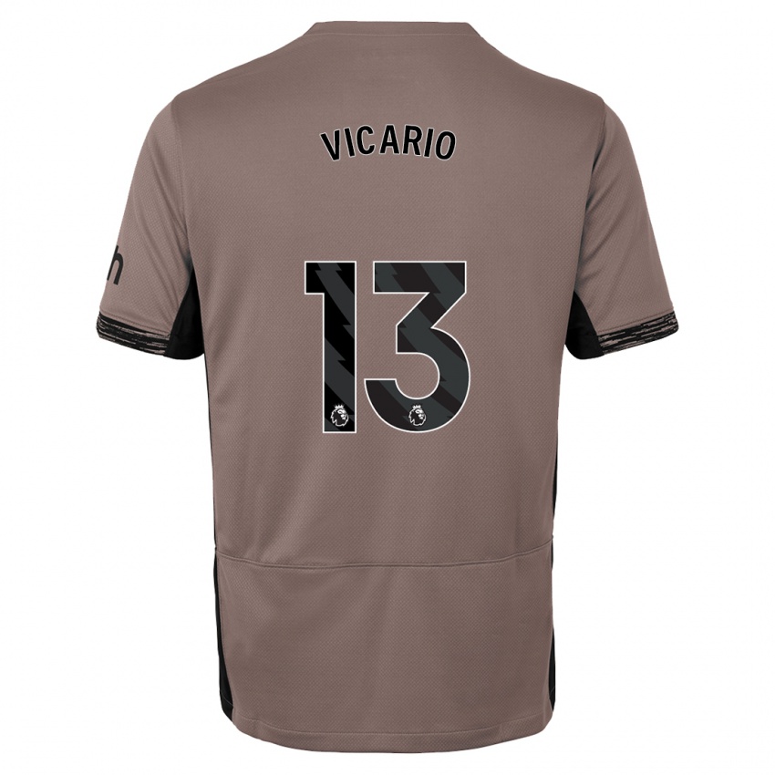 Niño Camiseta Guglielmo Vicario #13 Beige Obscuro Equipación Tercera 2023/24 La Camisa Perú