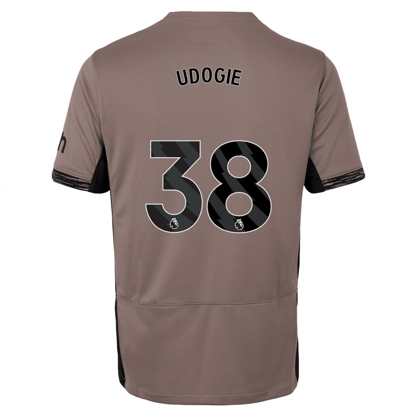 Niño Camiseta Destiny Udogie #38 Beige Obscuro Equipación Tercera 2023/24 La Camisa Perú