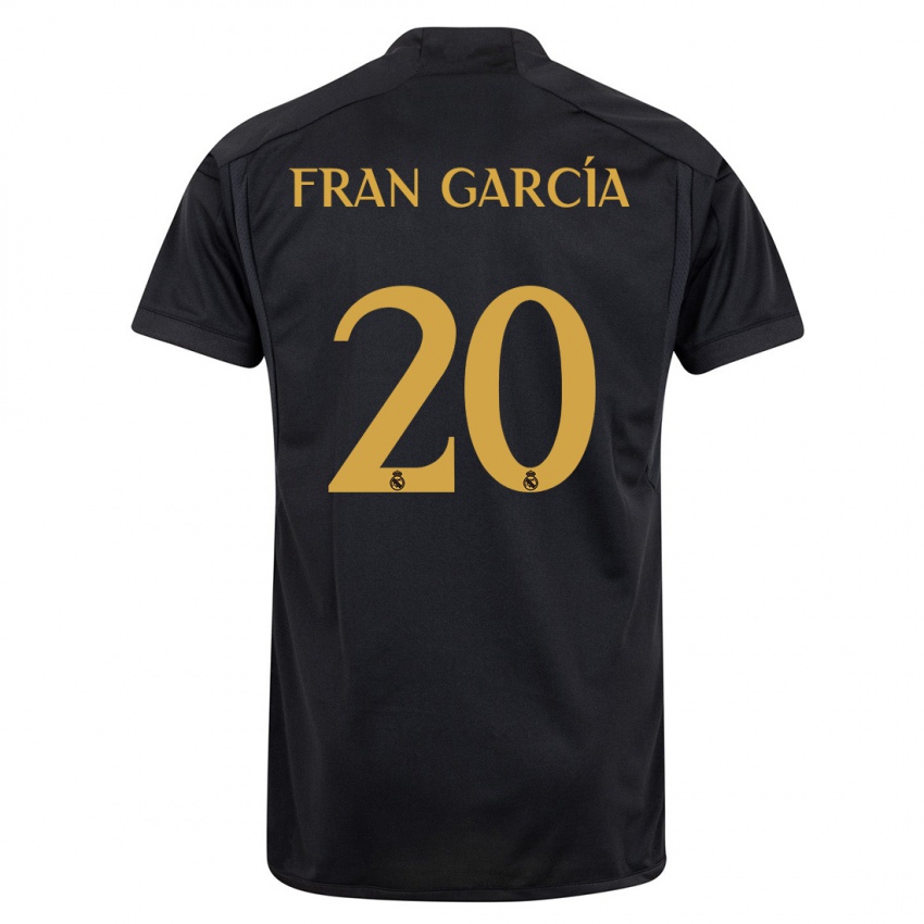 Niño Camiseta Fran García #20 Negro Equipación Tercera 2023/24 La Camisa Perú