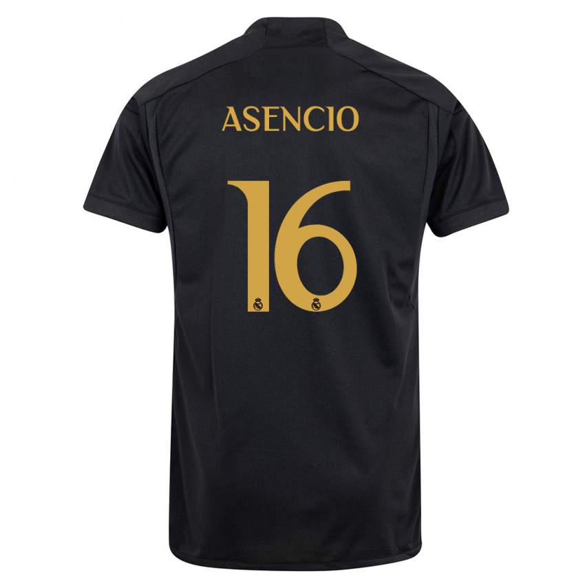 Niño Camiseta Raul Asencio #16 Negro Equipación Tercera 2023/24 La Camisa Perú