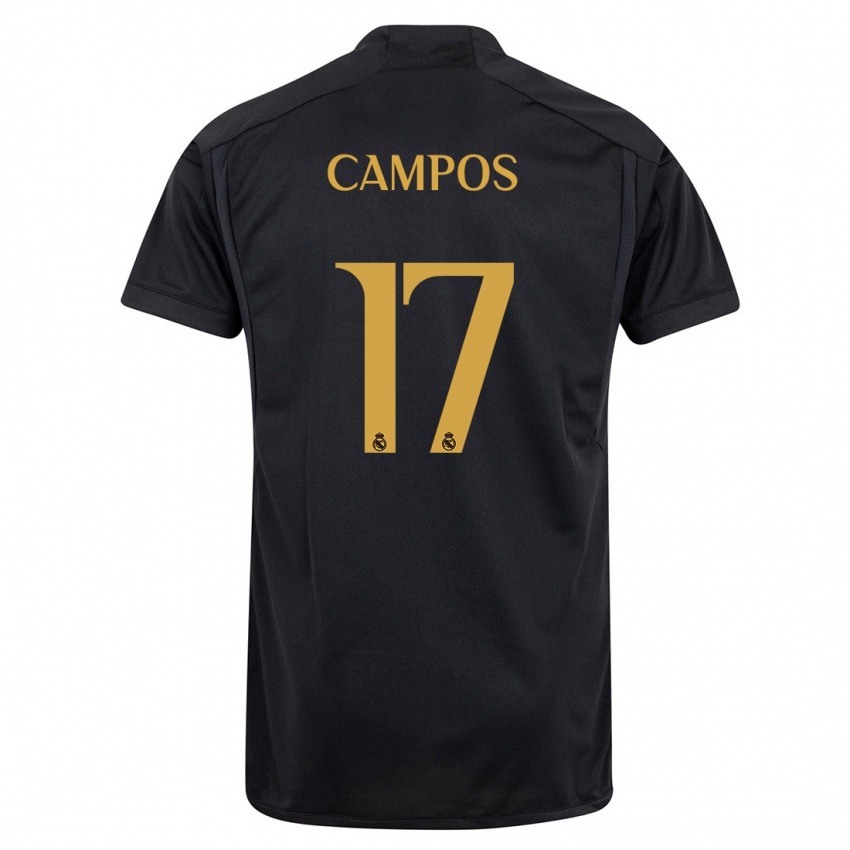 Niño Camiseta Andrés Campos #17 Negro Equipación Tercera 2023/24 La Camisa Perú