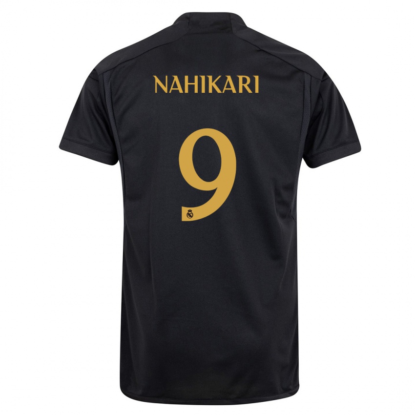 Niño Camiseta Nahikari Garcia #9 Negro Equipación Tercera 2023/24 La Camisa Perú