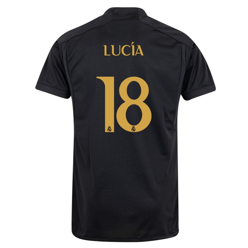 Niño Camiseta Lucia Rodriguez #18 Negro Equipación Tercera 2023/24 La Camisa Perú